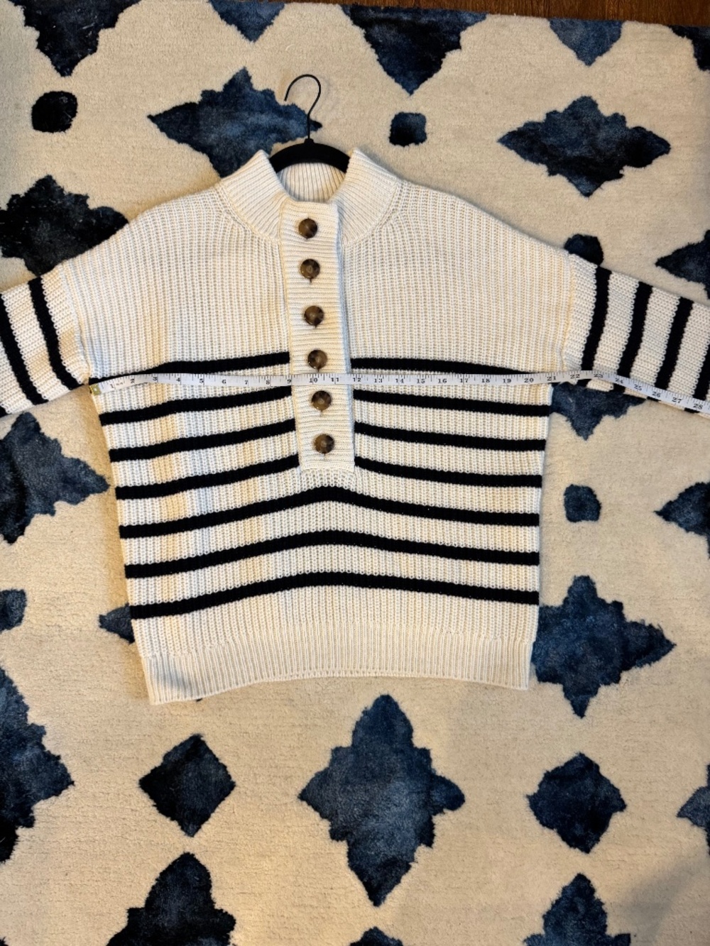 NWT Sezane Lucas Jumper in Ecru/Navy Size XS (Runs Large) - Picture 7 of 14